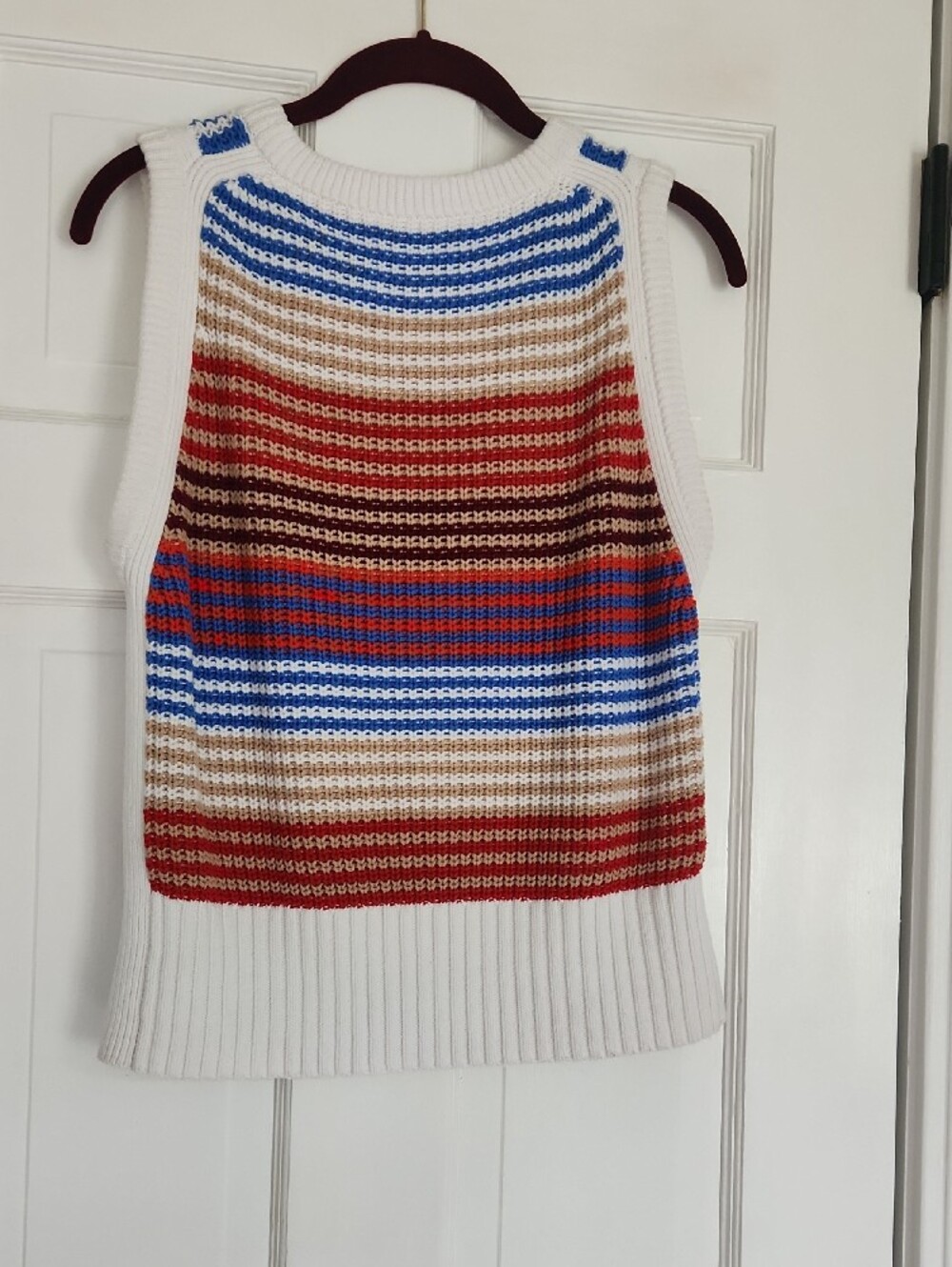 LOFT White Multicolor Striped Knit Tank Sweater Vest - Picture 4 of 8